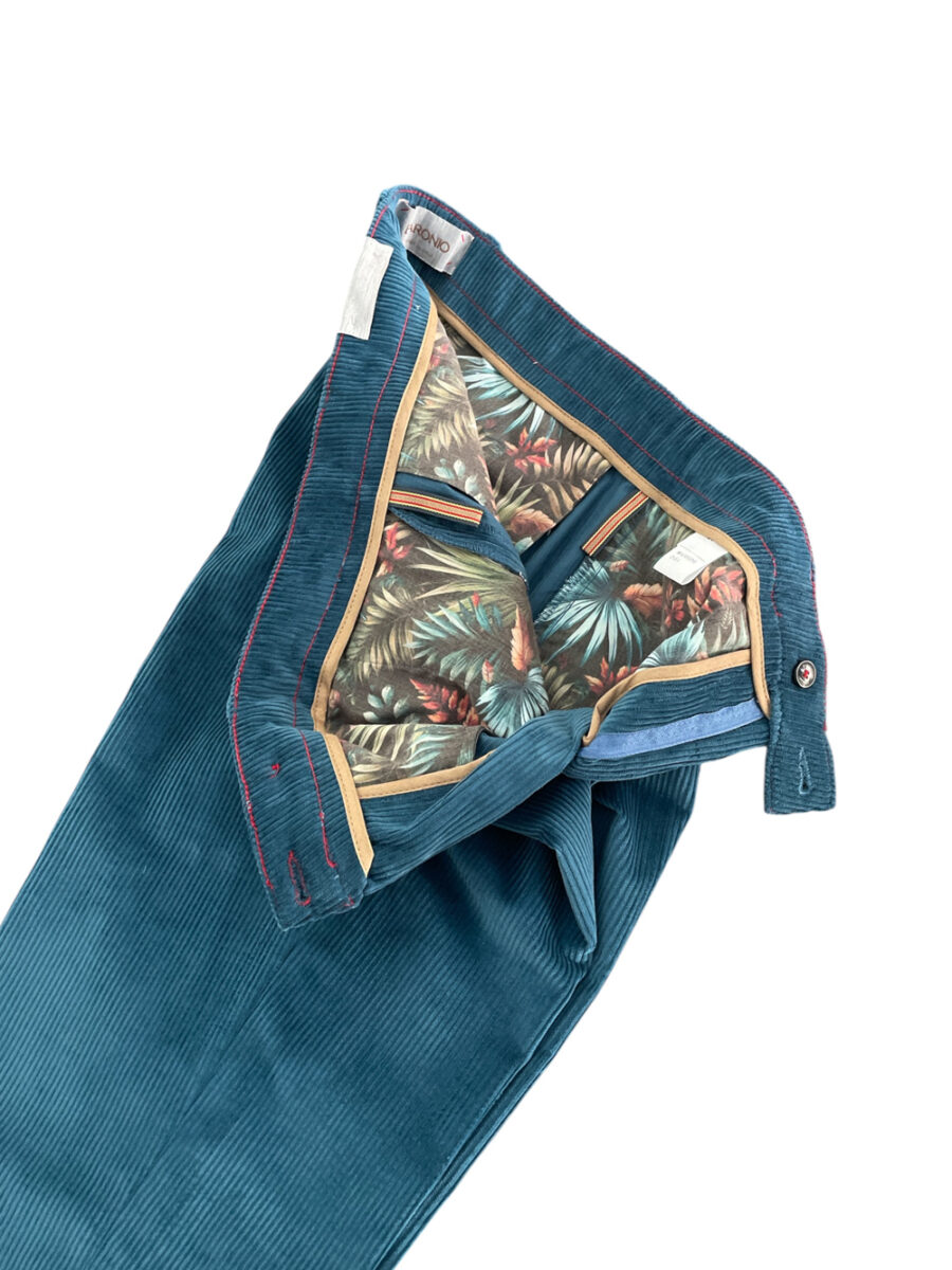 PANTALONE CHINO IN VELLUTO 500 RIGHE COLOR COBALTO - immagine 3