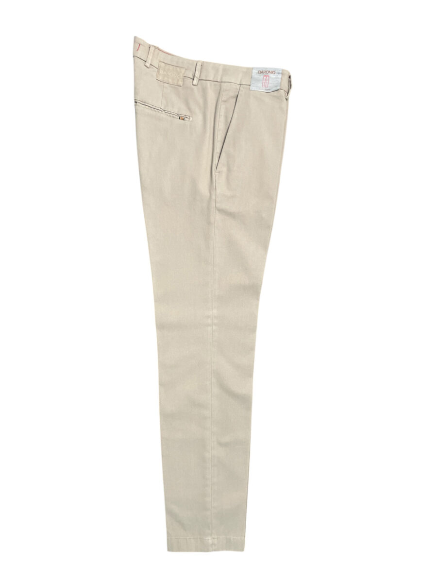 PANTALONE SLIM FIT IN COTONE DIAGONALE COLOR BEIGE