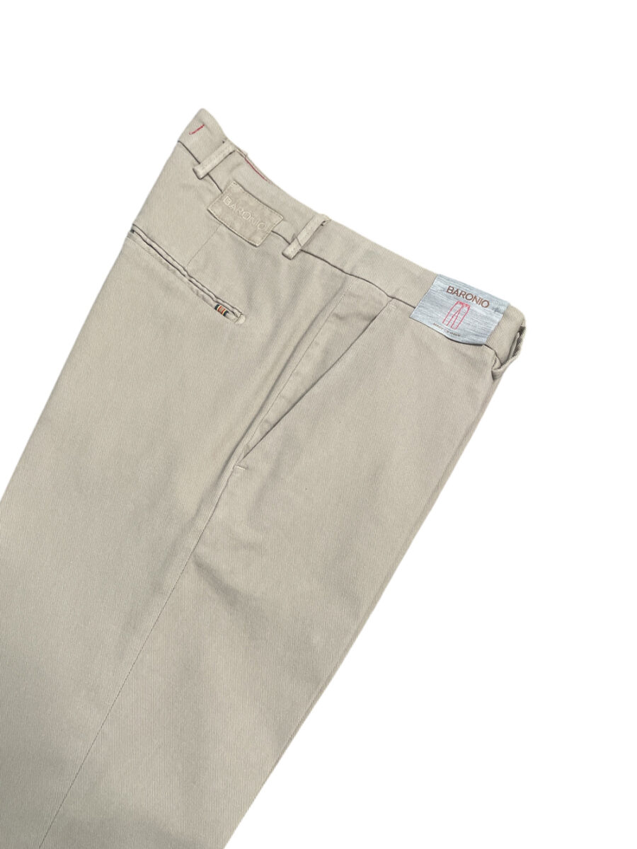 PANTALONE SLIM FIT IN COTONE DIAGONALE COLOR BEIGE - immagine 2