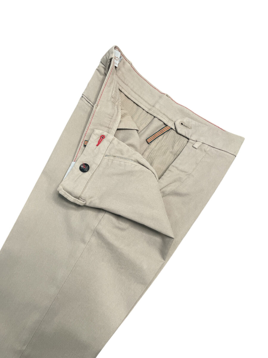 PANTALONE SLIM FIT IN COTONE DIAGONALE COLOR BEIGE - immagine 3