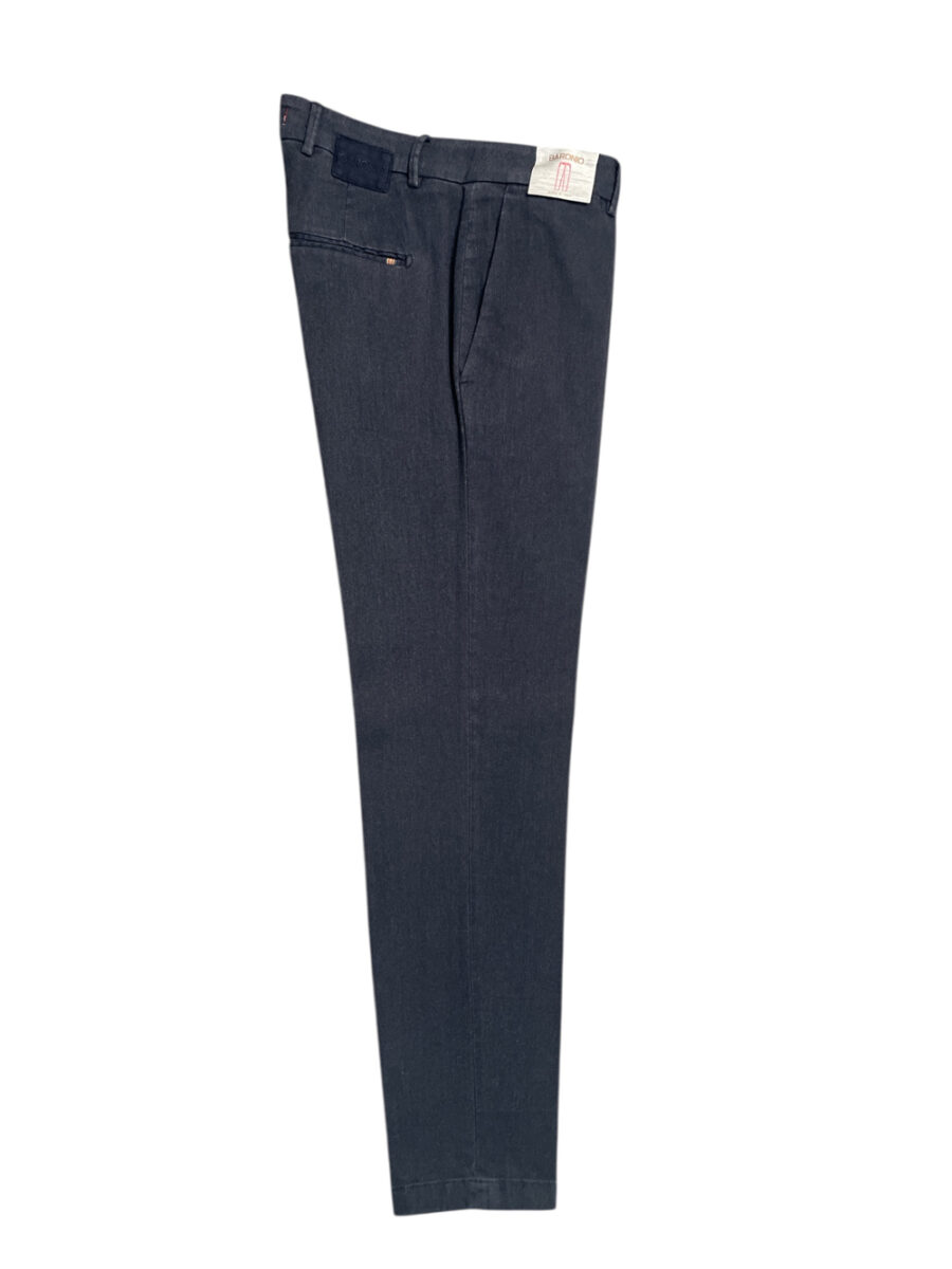 PANTALONE SLIM FIT IN COTONE DIAGONALE COLOR BLU SCURO