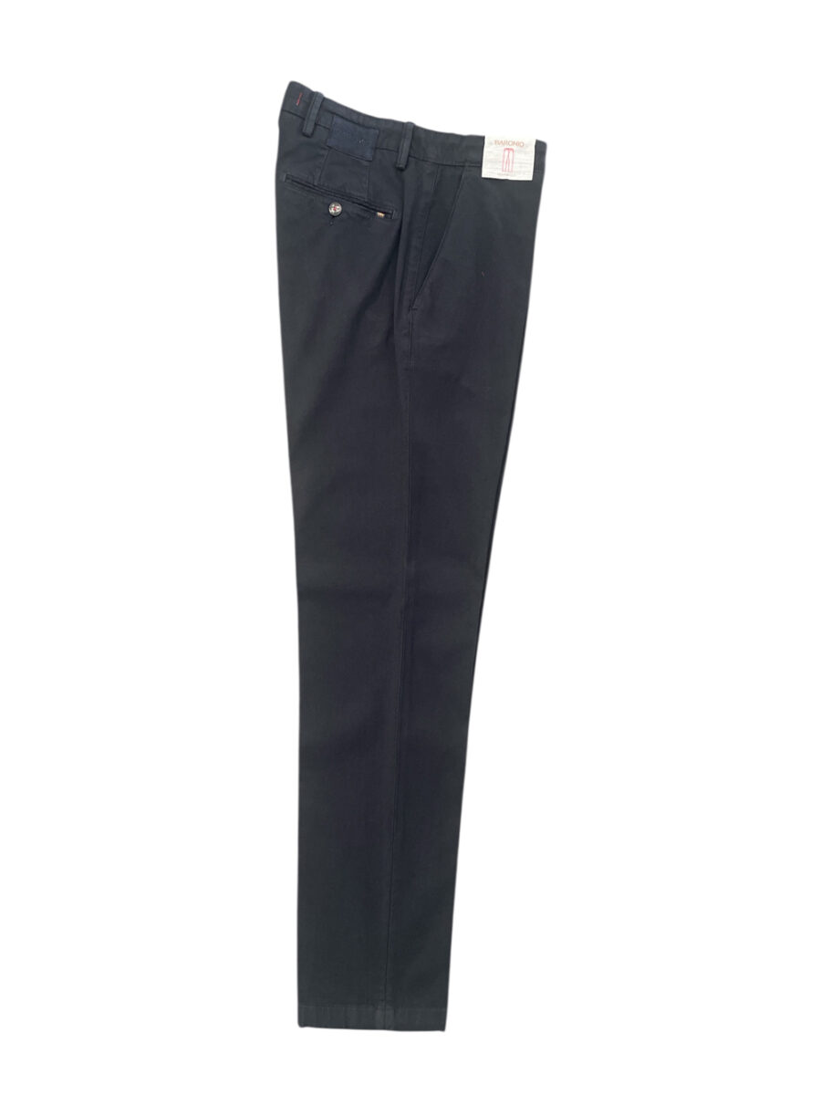 PANTALONE CHINO IN COTONE TINTO FILO COLOR BLU SCURO