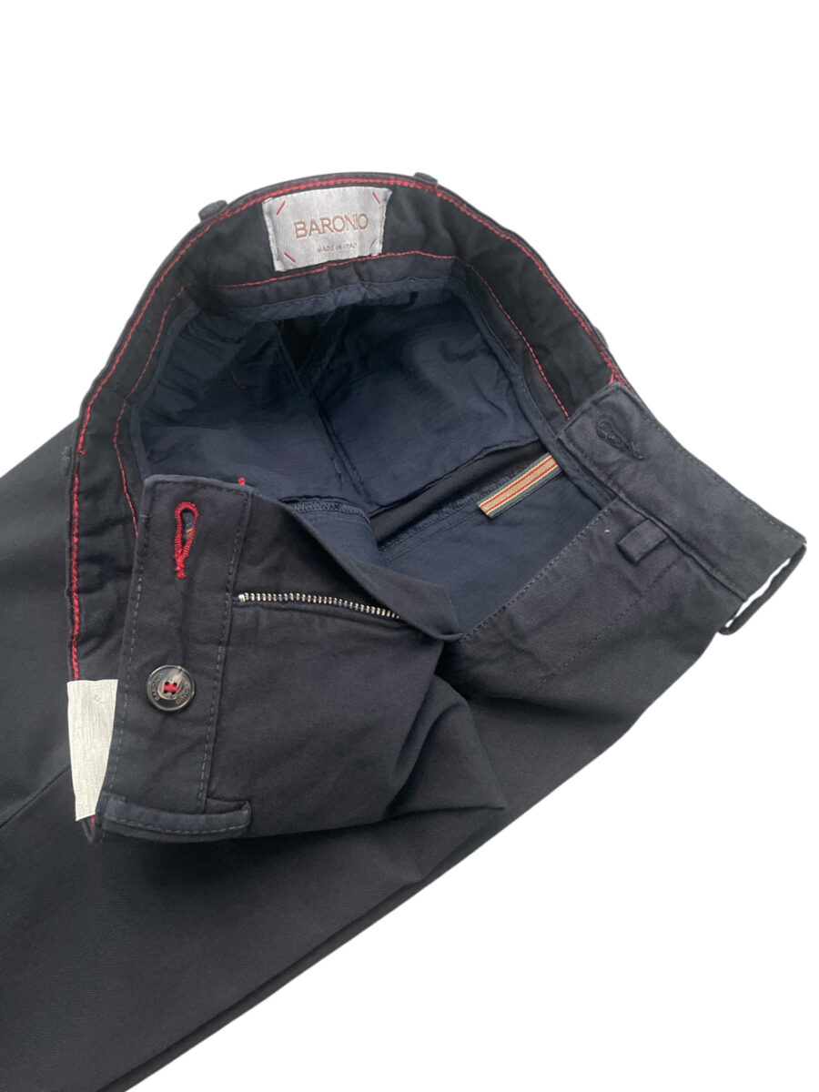 PANTALONE CHINO IN COTONE TINTO FILO COLOR BLU SCURO - immagine 3