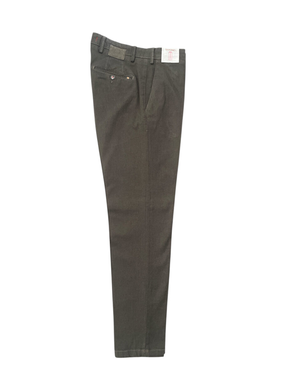 PANTALONE CHINO IN COTONE TINTO FILO COLOR TORTORA