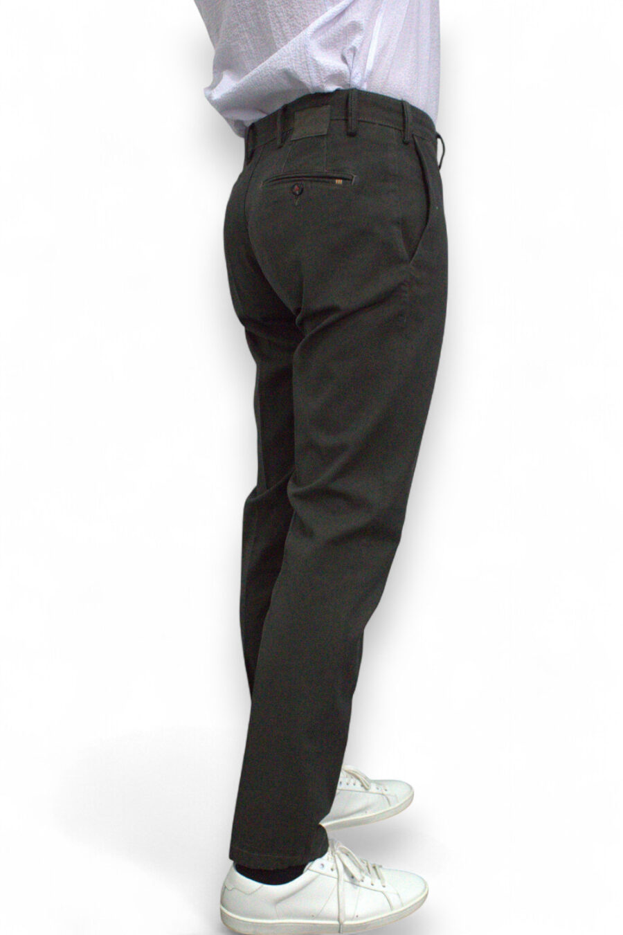 PANTALONE CHINO IN COTONE TINTO FILO COLOR TORTORA - immagine 5