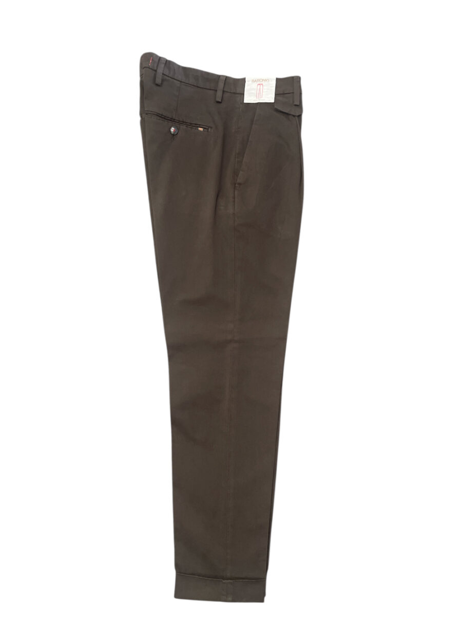 PANTALONE TASCA AMERICA CON PENCE E RISVOLTO COLOR MARRONE
