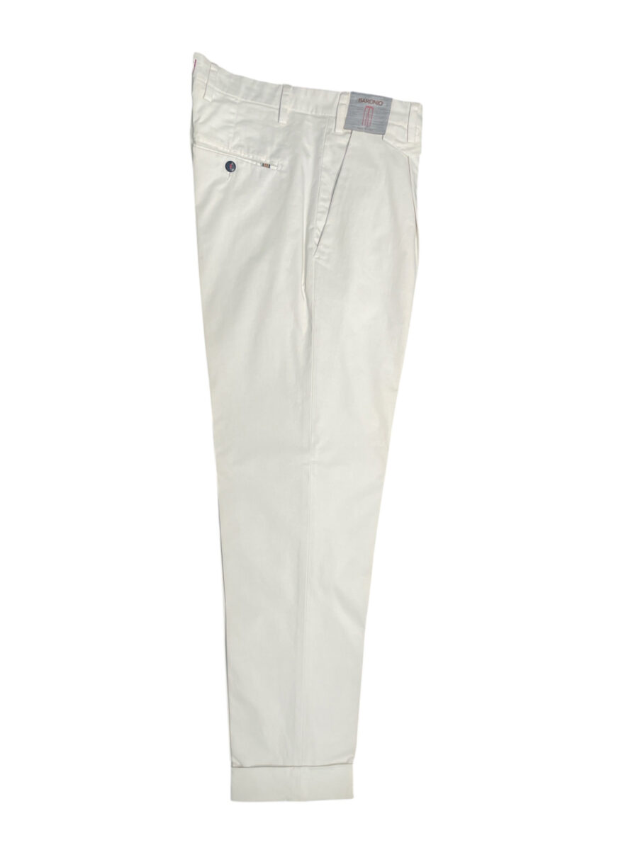 PANTALONE TASCA AMERICA CON PENCE E RISVOLTO COLOR PANNA