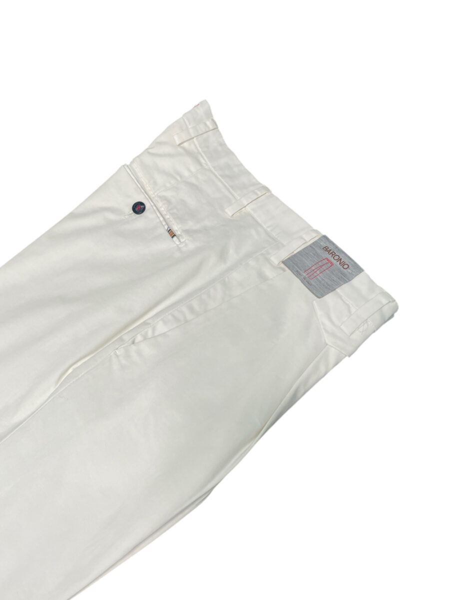 PANTALONE TASCA AMERICA CON PENCE E RISVOLTO COLOR PANNA - immagine 2