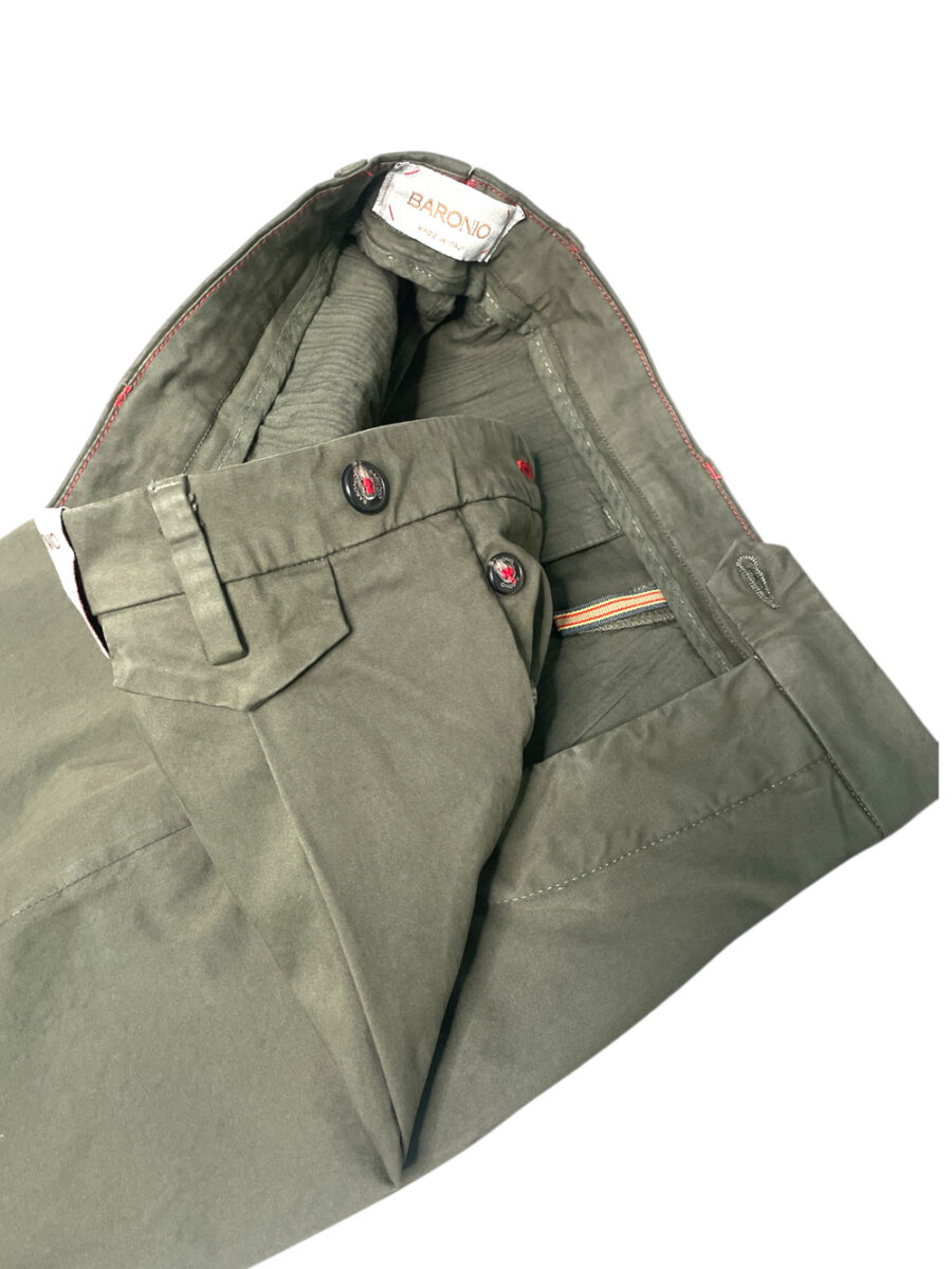 PANTALONE TASCA AMERICA CON PENCE E RISVOLTO COLOR VERDE MILITARE - immagine 3