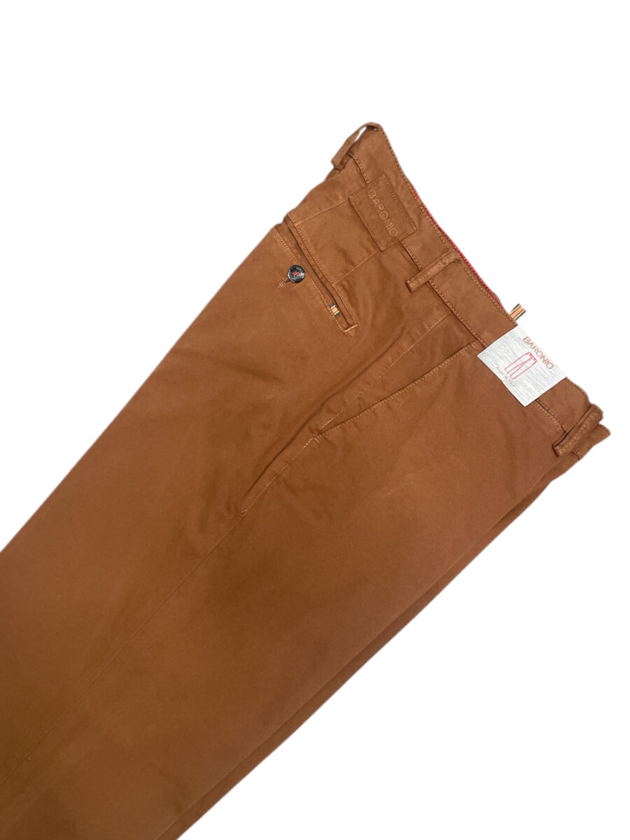 PANTALONE CHINO IN RASO COLOR TEGOLA - immagine 2