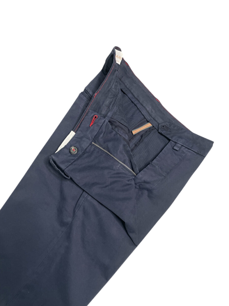 PANTALONE SLIM FIT IN RASO COLOR BLU SCURO - immagine 3