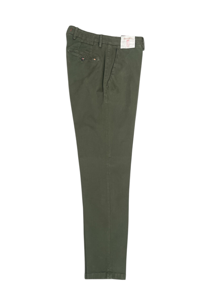 PANTALONE TASCA AMERICA IN GABARDINE REGULAR FIT COLOR VERDE MILITARE