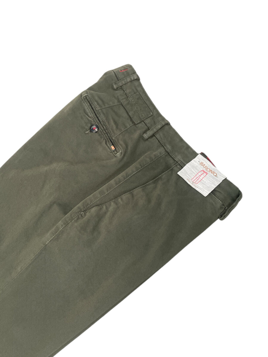 PANTALONE TASCA AMERICA IN GABARDINE REGULAR FIT COLOR VERDE MILITARE - immagine 2