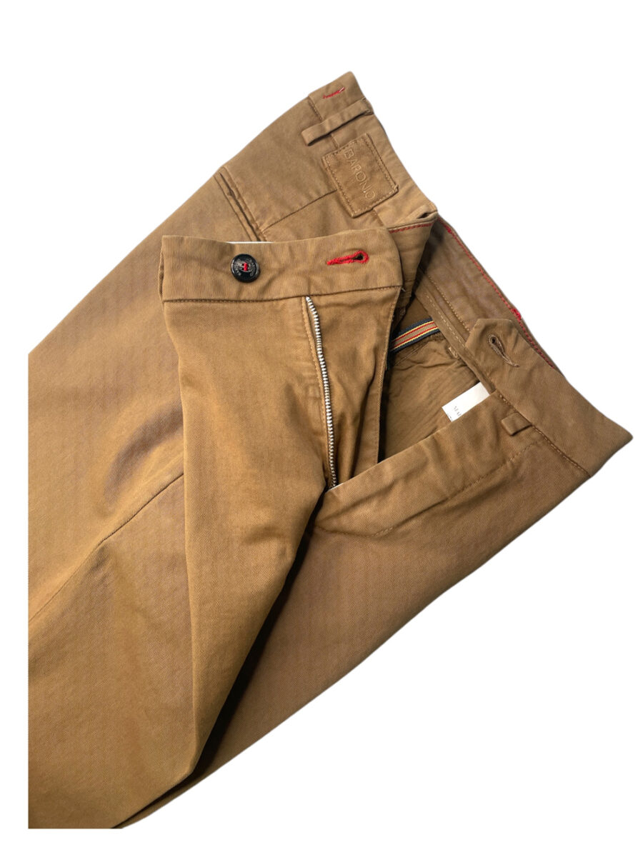 PANTALONE TASCA AMERICA IN GABARDINE SLIM FIT COLOR BISCOTTO - immagine 3