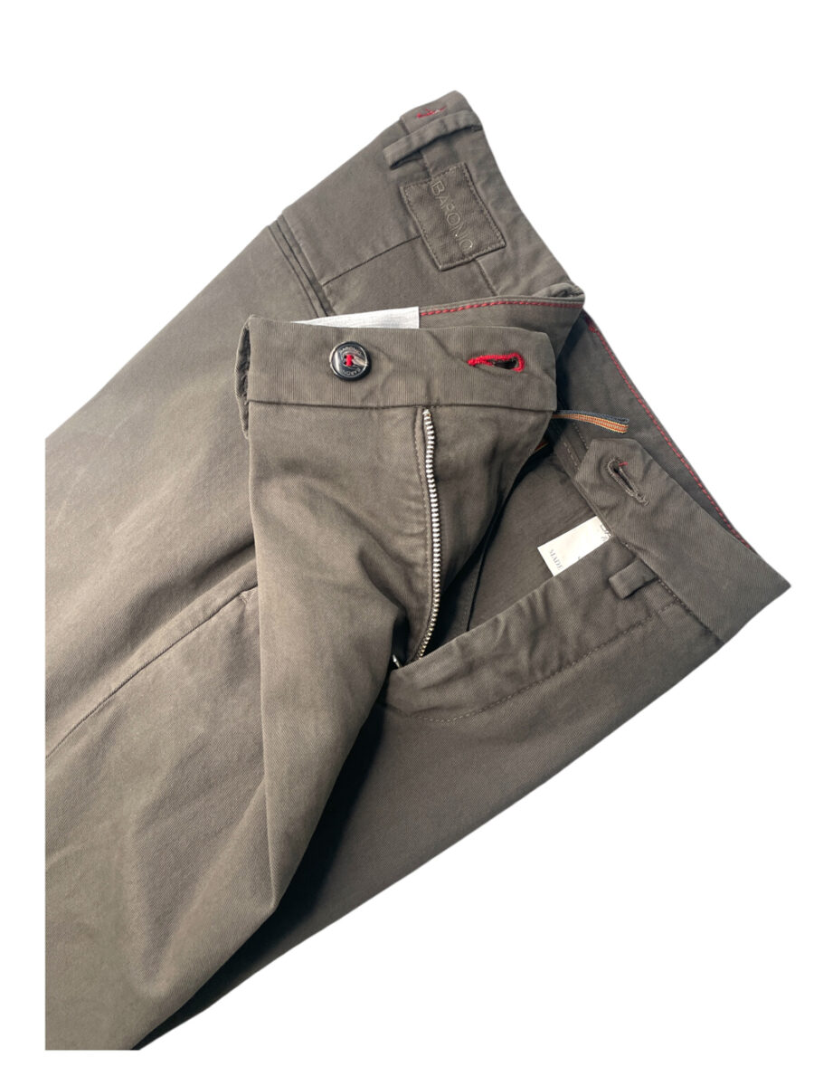 PANTALONE TASCA AMERICA IN GABARDINE SLIM FIT COLOR TORTORA - immagine 3