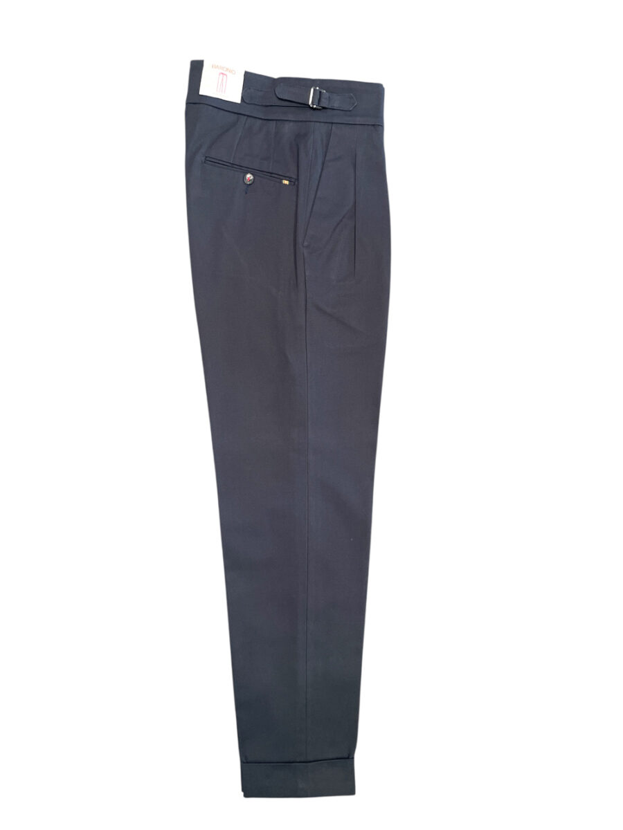 PANTALONE TASCA AMERICA CON BUSTINO ALTO E FIBBIE LATERALI COLOR GRIGIO MEDIO