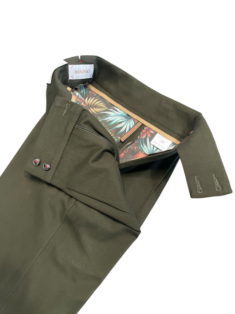 PANTALONE TASCA AMERICA CON BUSTINO ALTO E FIBBIE LATERALI COLOR VERDE MILITARE - immagine 3