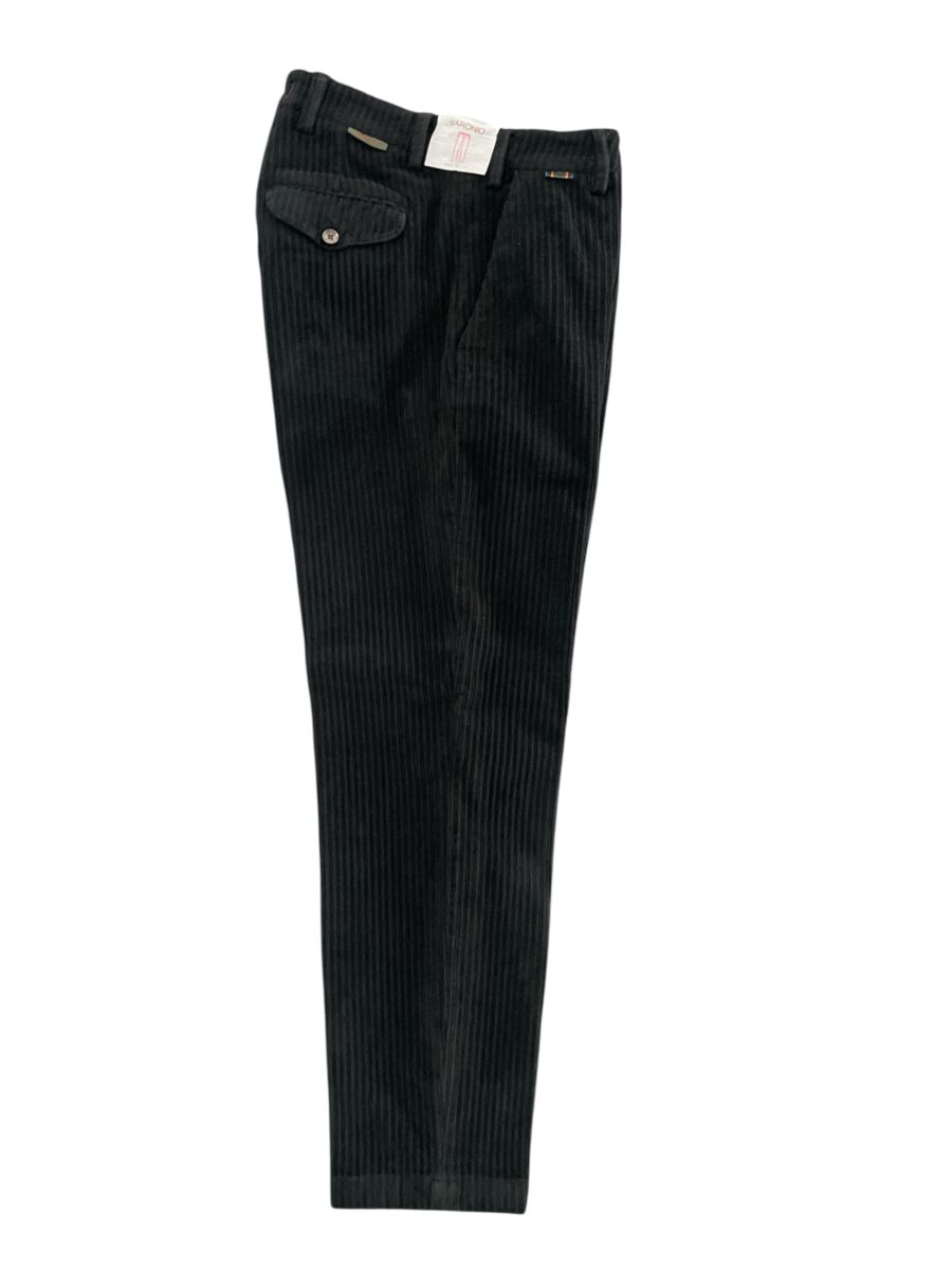PANTALONE CON PATTINE COMFORT FIT IN VELLUTO ROCCIATORE COLOR NERO