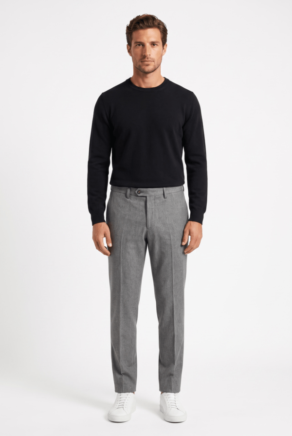 PANTALONE SARTORIALE IN FLANELLA LEGGERA COLOR GRIGIO MEDIO