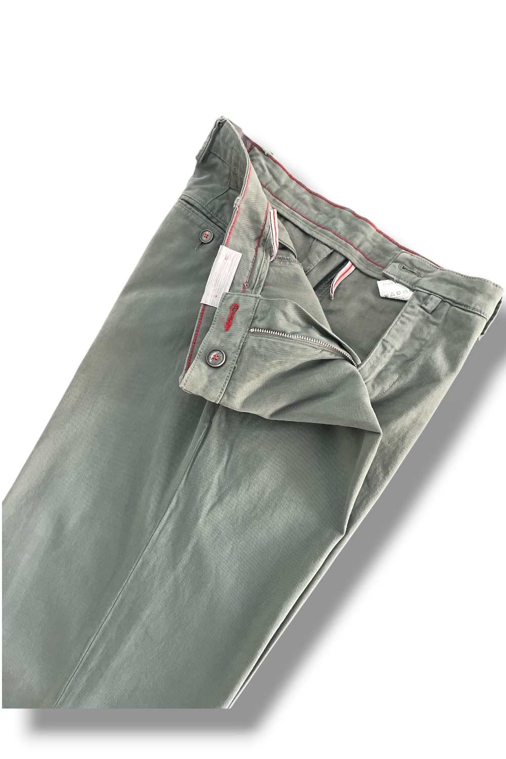 PANTALONE TASCA AMERICA IN GABARDINE REGULAR FIT COLOR VERDE OLIVA-12 - immagine 3
