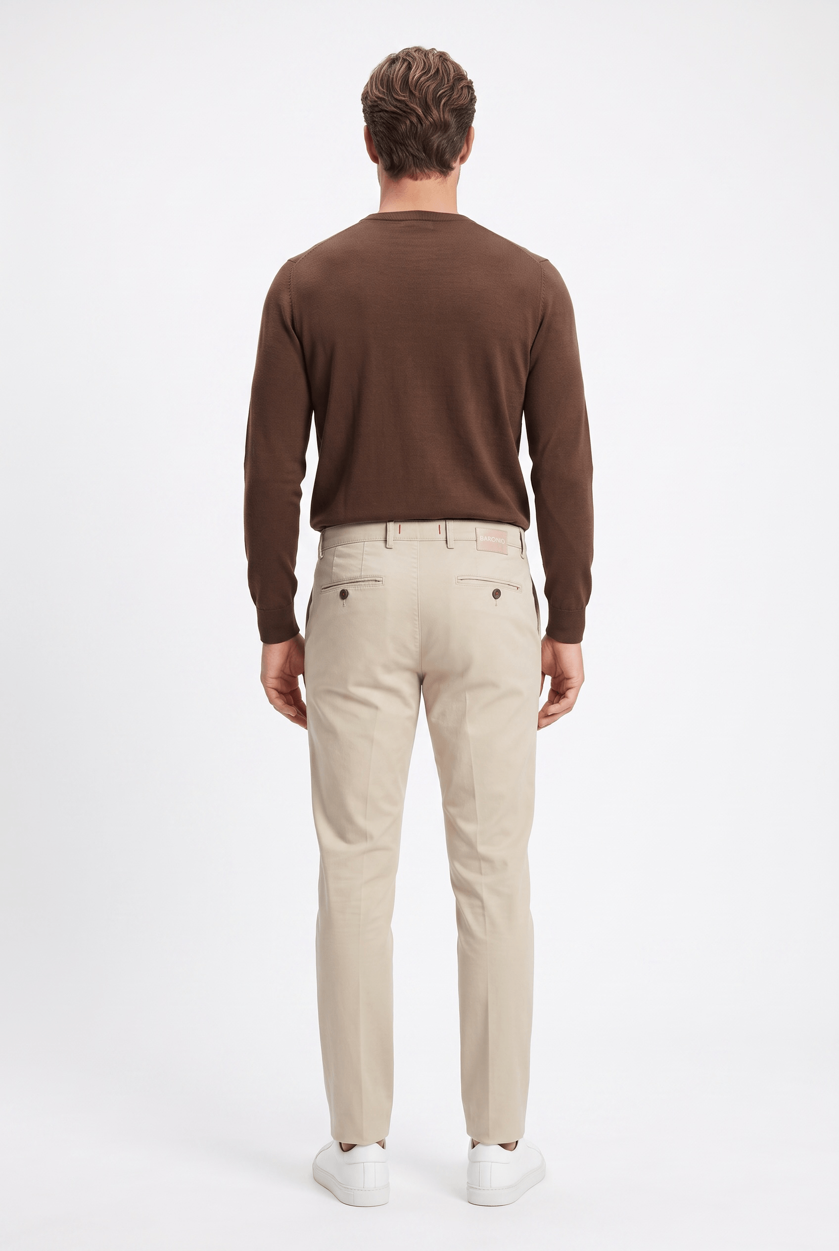 PANTALONE TASCA AMERICA IN GABARDINE REGULAR FIT COLOR BEIGE-09 - immagine 2