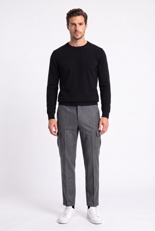 Pantalone cargo in lana Comfort fit color grigio medio