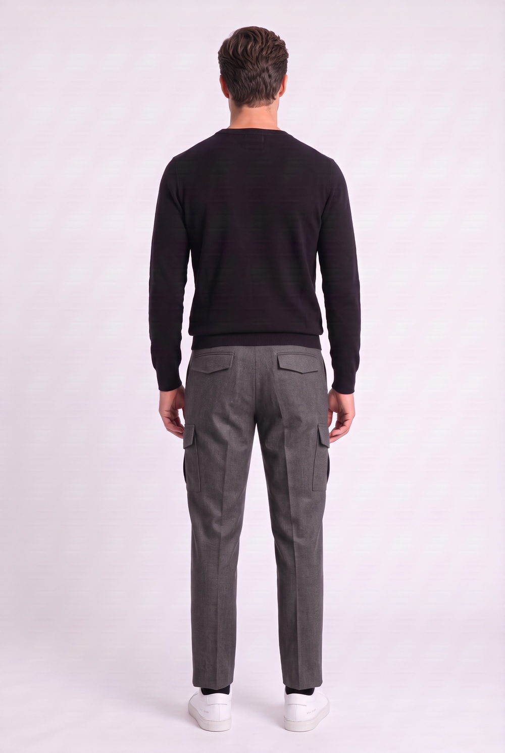 Pantalone cargo in lana Comfort fit color grigio scuro - immagine 2