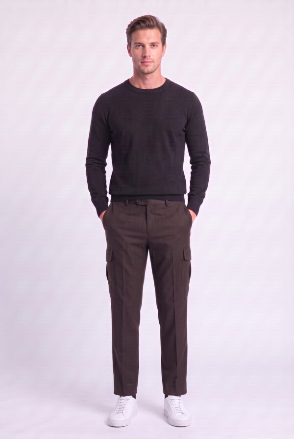 Pantalone cargo in lana Comfort fit color moro