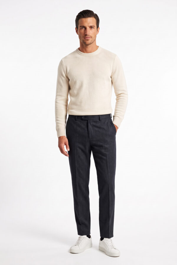 Pantalone con pattine Comfort fit in lana color blu scuro