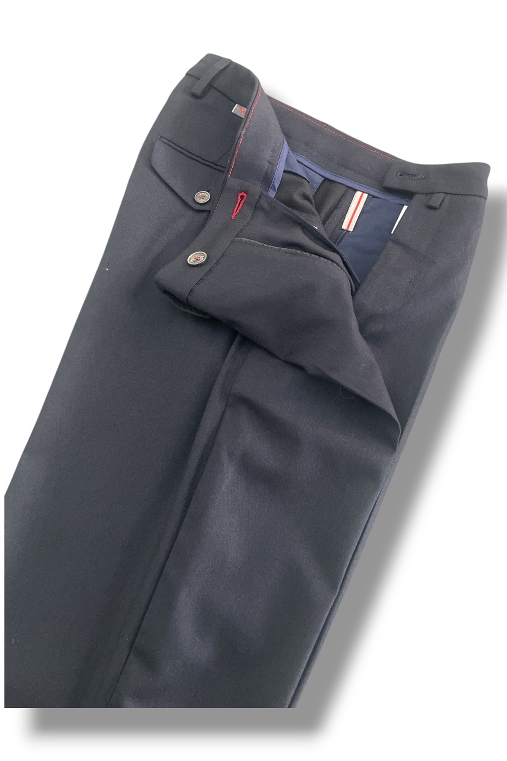 Pantalone con pattine Comfort fit in lana color blu scuro - immagine 5