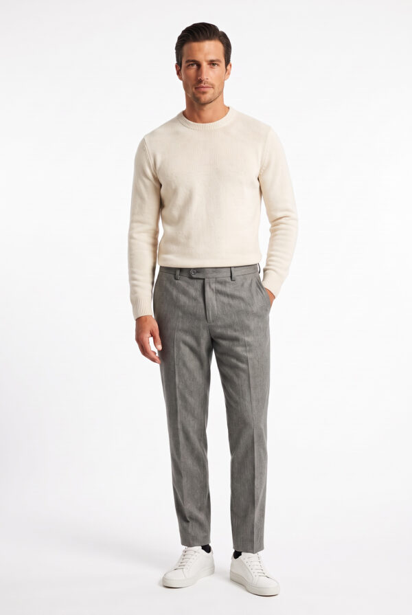 Pantalone con pattine Comfort fit in lana color grigio medio