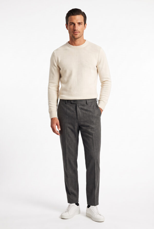 Pantalone con pattine Comfort fit in lana color grigio scuro