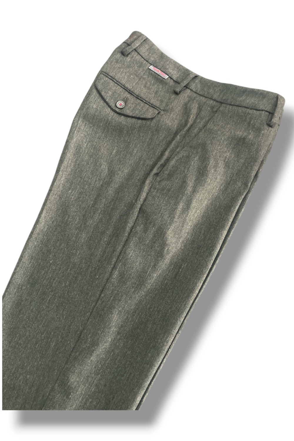 Pantalone con pattine Comfort fit in lana color verde militare - immagine 4
