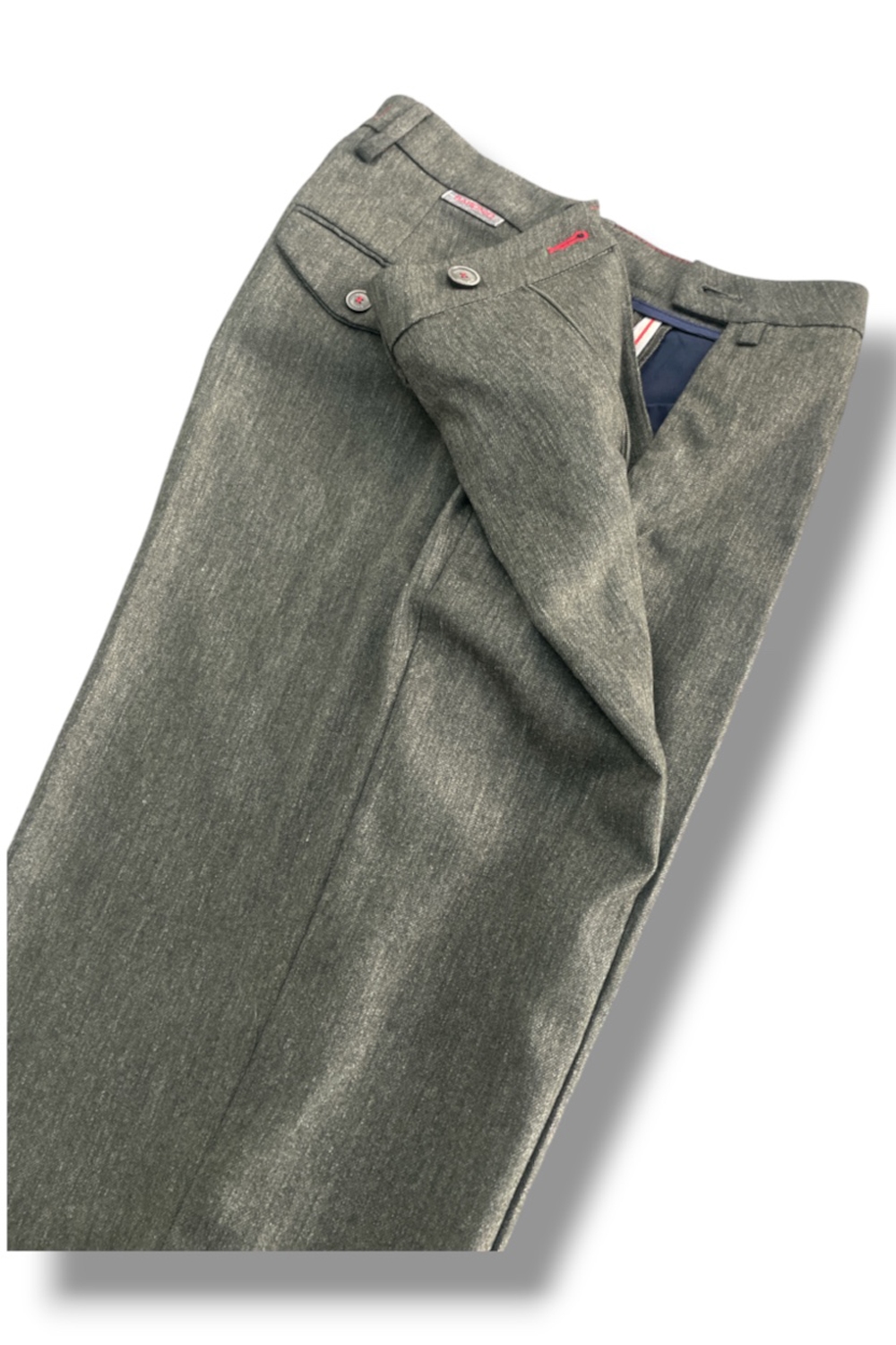 Pantalone con pattine Comfort fit in lana color verde militare - immagine 5