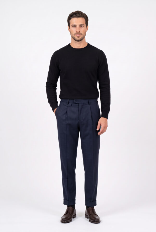 Pantalone tasca america con pinces in tasmania Comfort fit color blu scuro