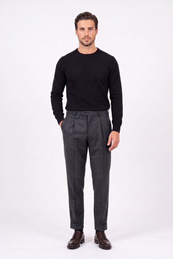 Pantalone tasca america con pinces in tasmania Comfort fit color grigio scuro