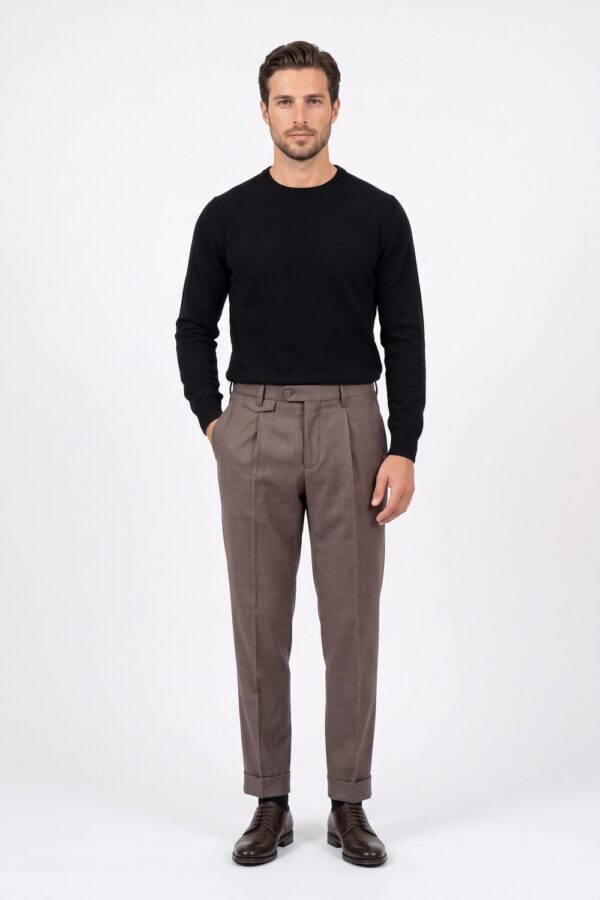 Pantalone tasca america con pinces in tasmania Comfort fit color moro