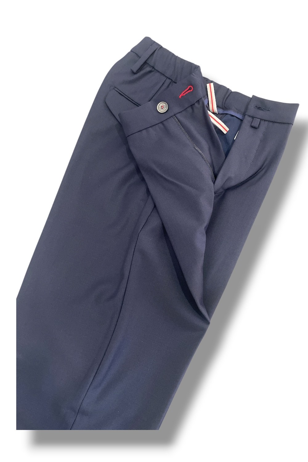 Pantalone con coulisse e pinces in tasmania Comfort fit color blu scuro - immagine 5