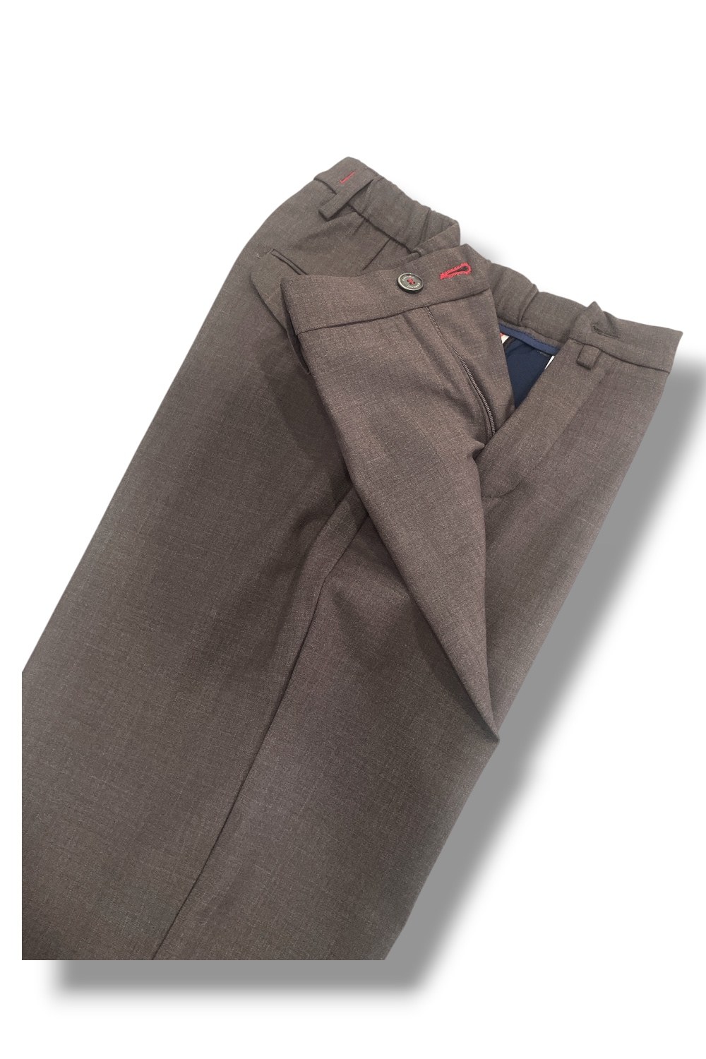 Pantalone con coulisse e pinces in tasmania Comfort fit color moro - immagine 5