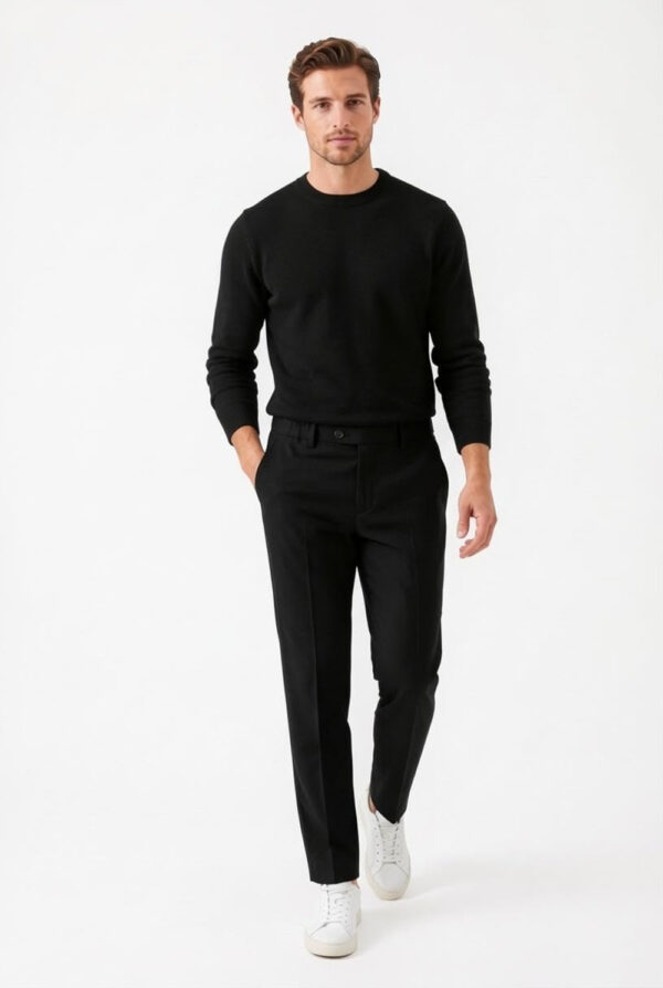 Pantalone con coulisse e pinces in tasmania Comfort fit color nero