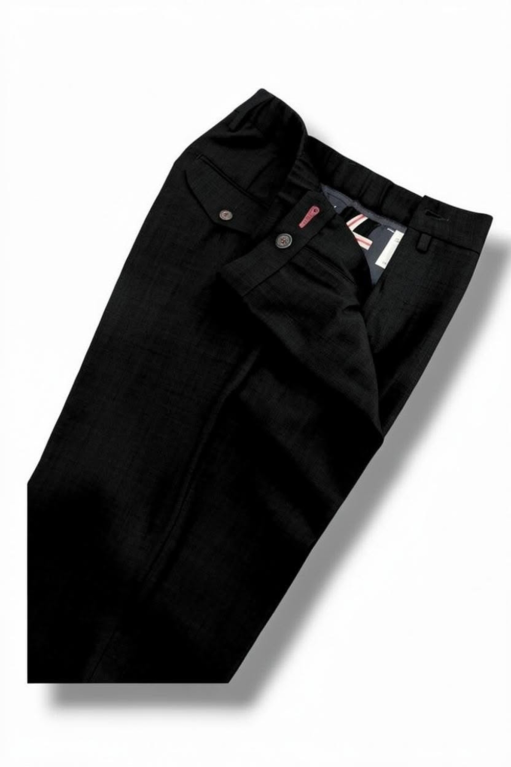 Pantalone con coulisse e pinces in tasmania Comfort fit color nero - immagine 5