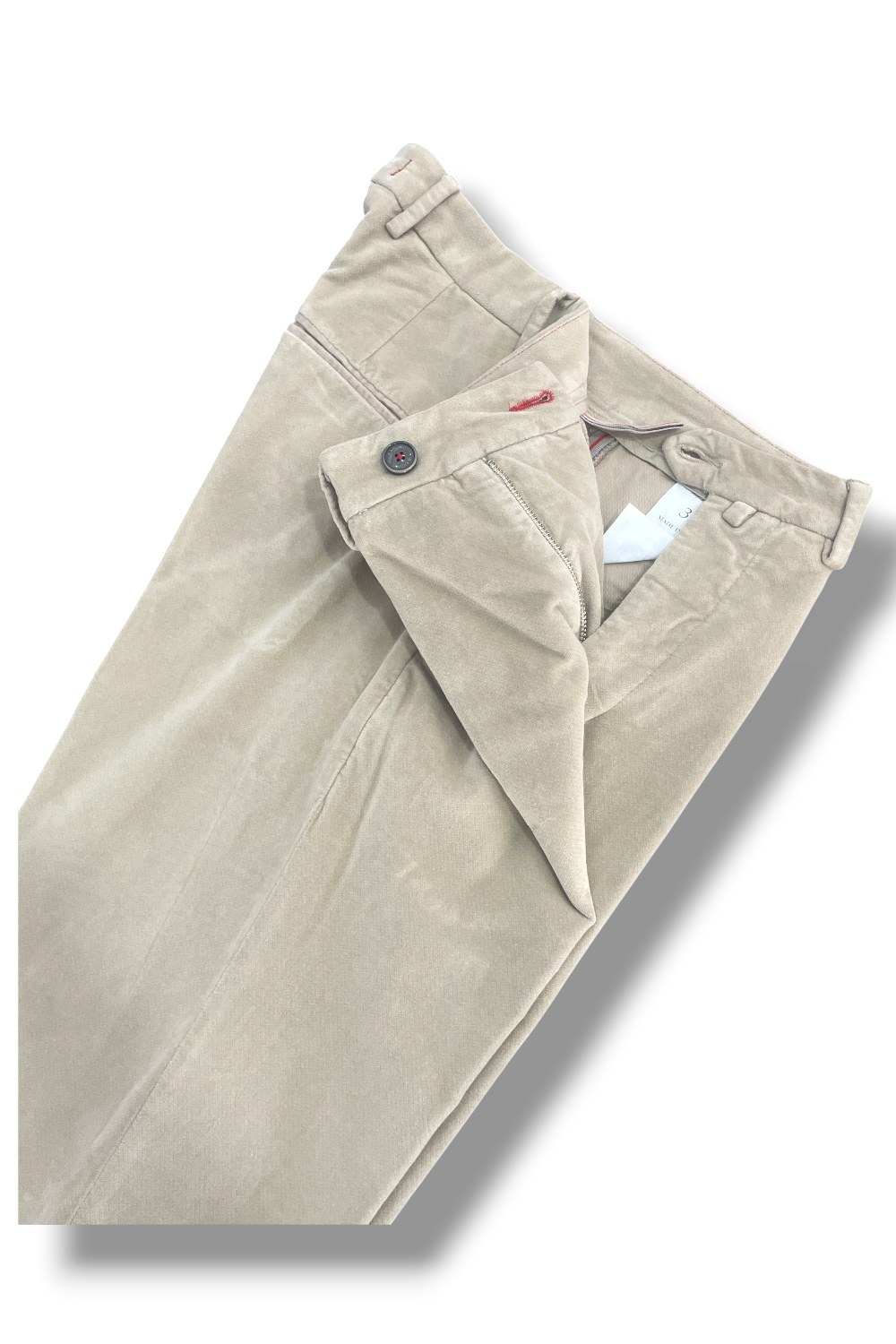 Pantalone in velluto liscio Slim fit color beige - immagine 5