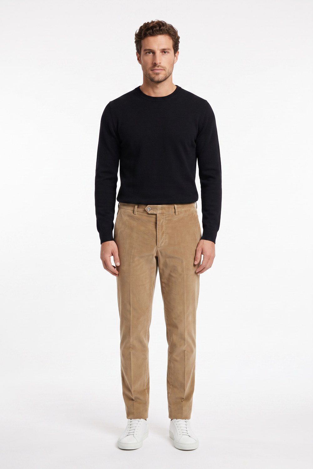 PANTALONE IN VELLUTO LISCIO SLIM FIT COLOR TEGOLA
