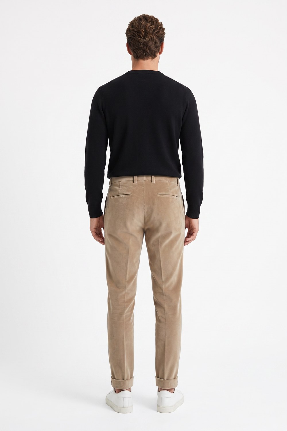 Pantalone in velluto liscio Slim fit color tegola - immagine 2