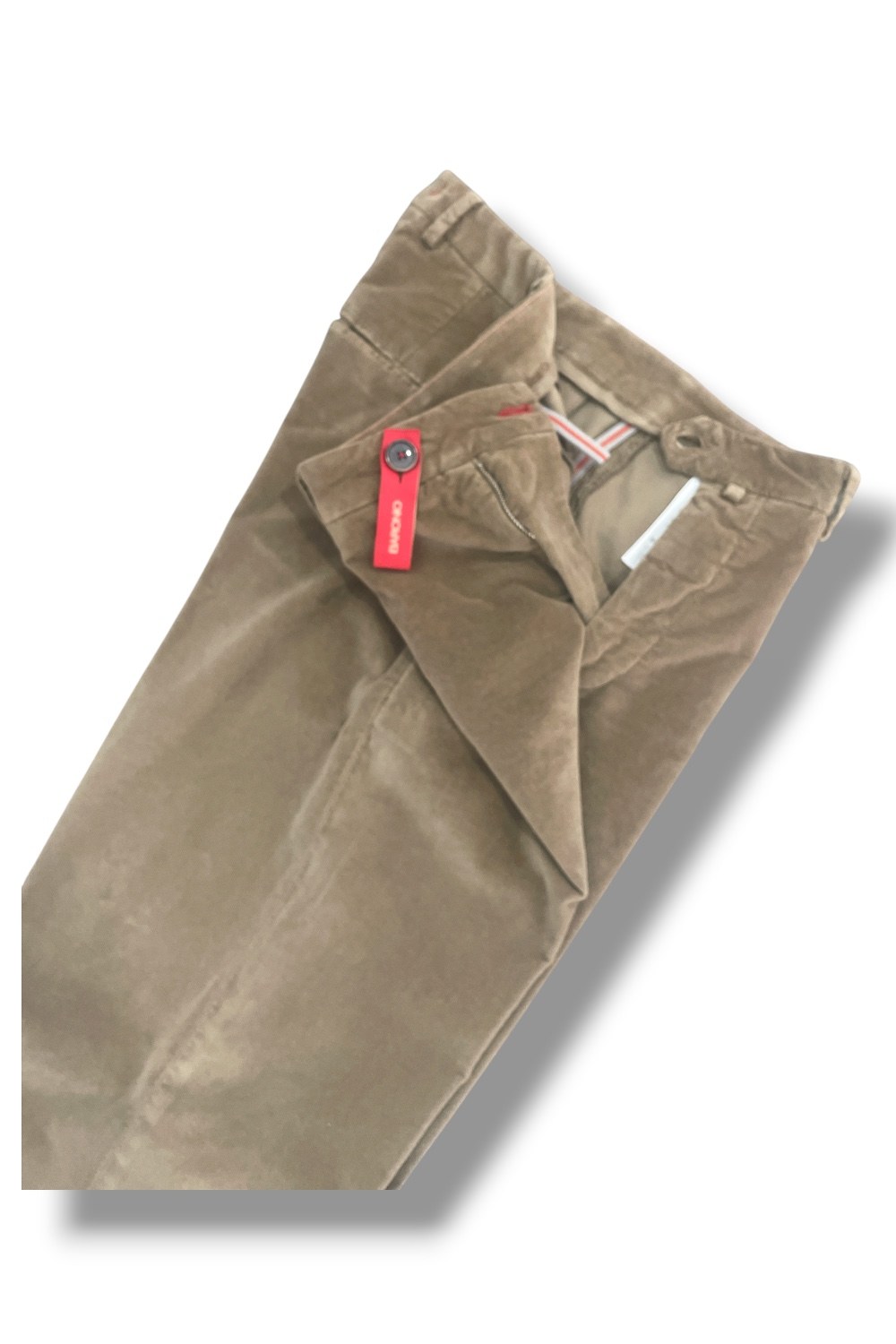 Pantalone in velluto liscio Slim fit color tegola - immagine 5