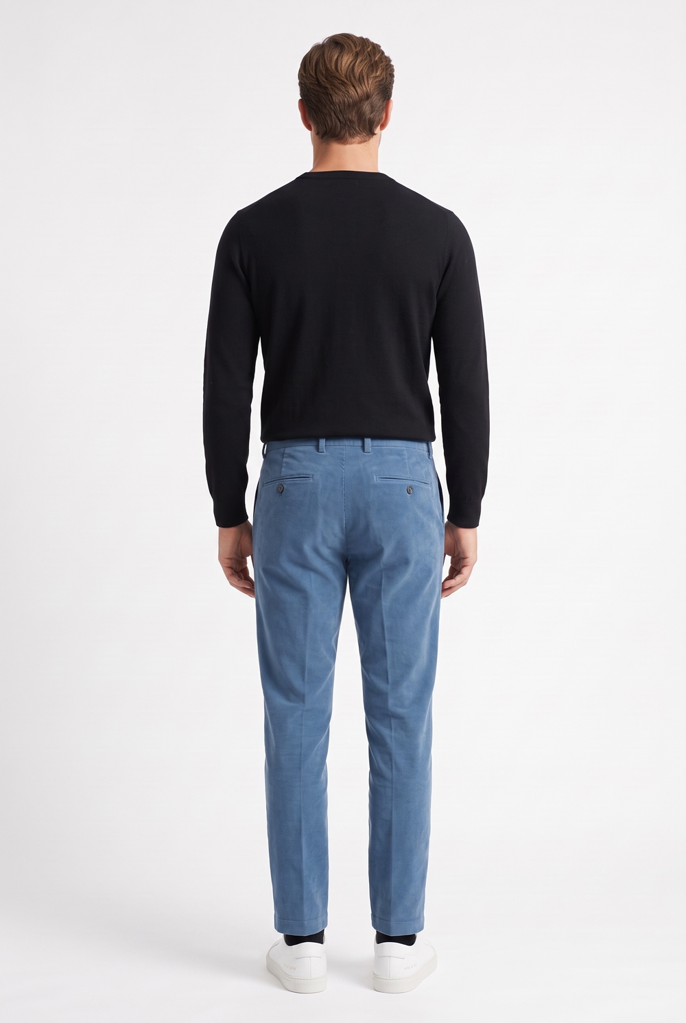 Pantalone sartoriale in velluto diagonal Regular fit color blu chiaro - immagine 2