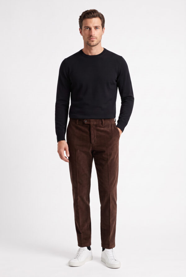 Pantalone sartoriale in velluto diagonale Regular fit color moro