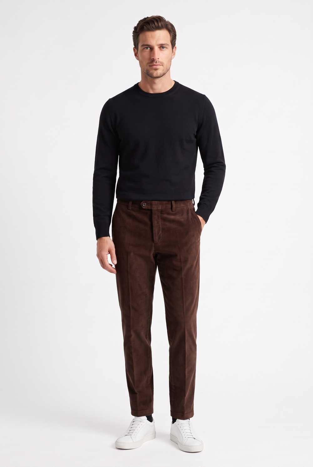 Pantalone sartoriale in velluto diagonale Regular fit color moro
