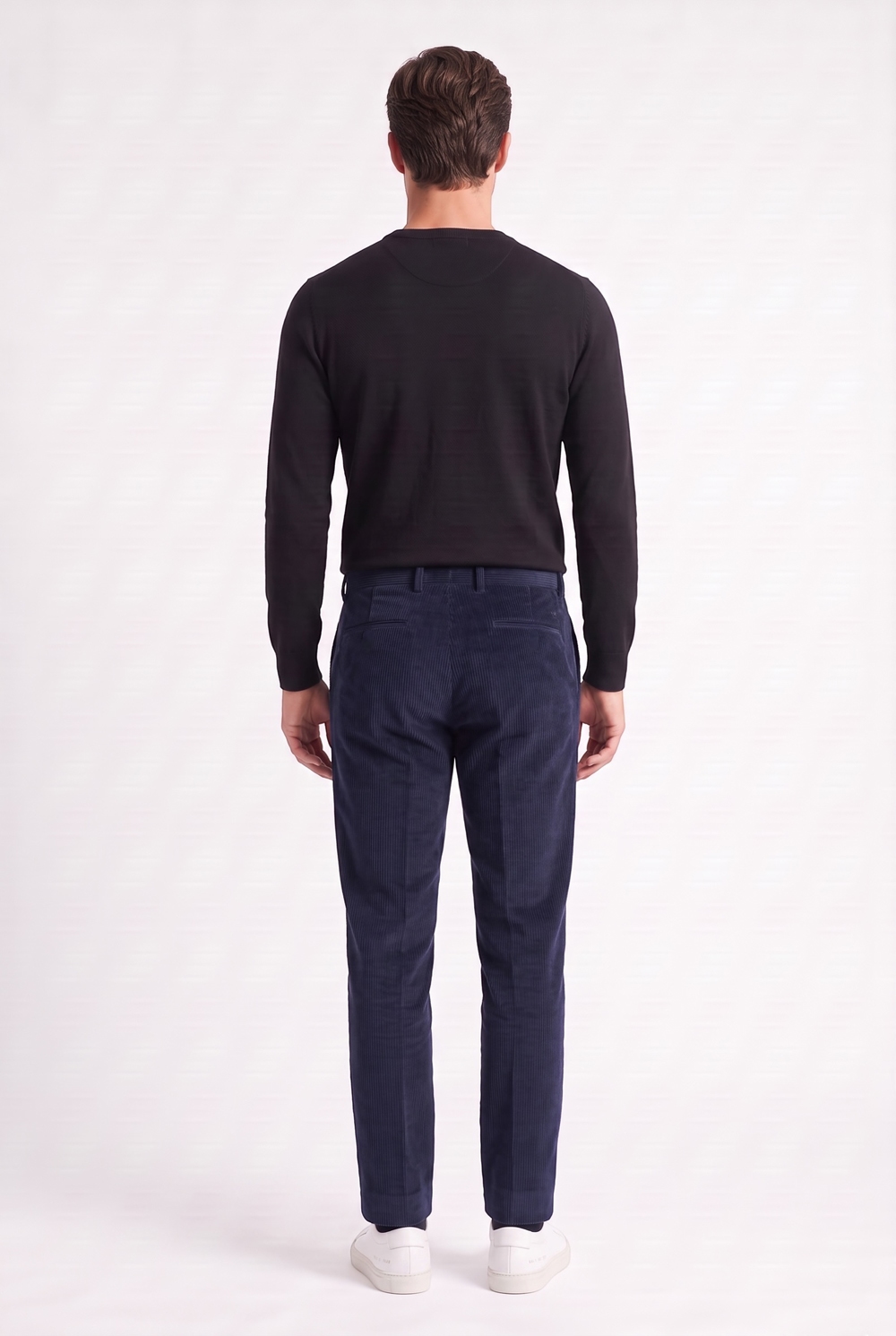 Pantalone in velluto diagonale Slim fit color blu scuro - immagine 2