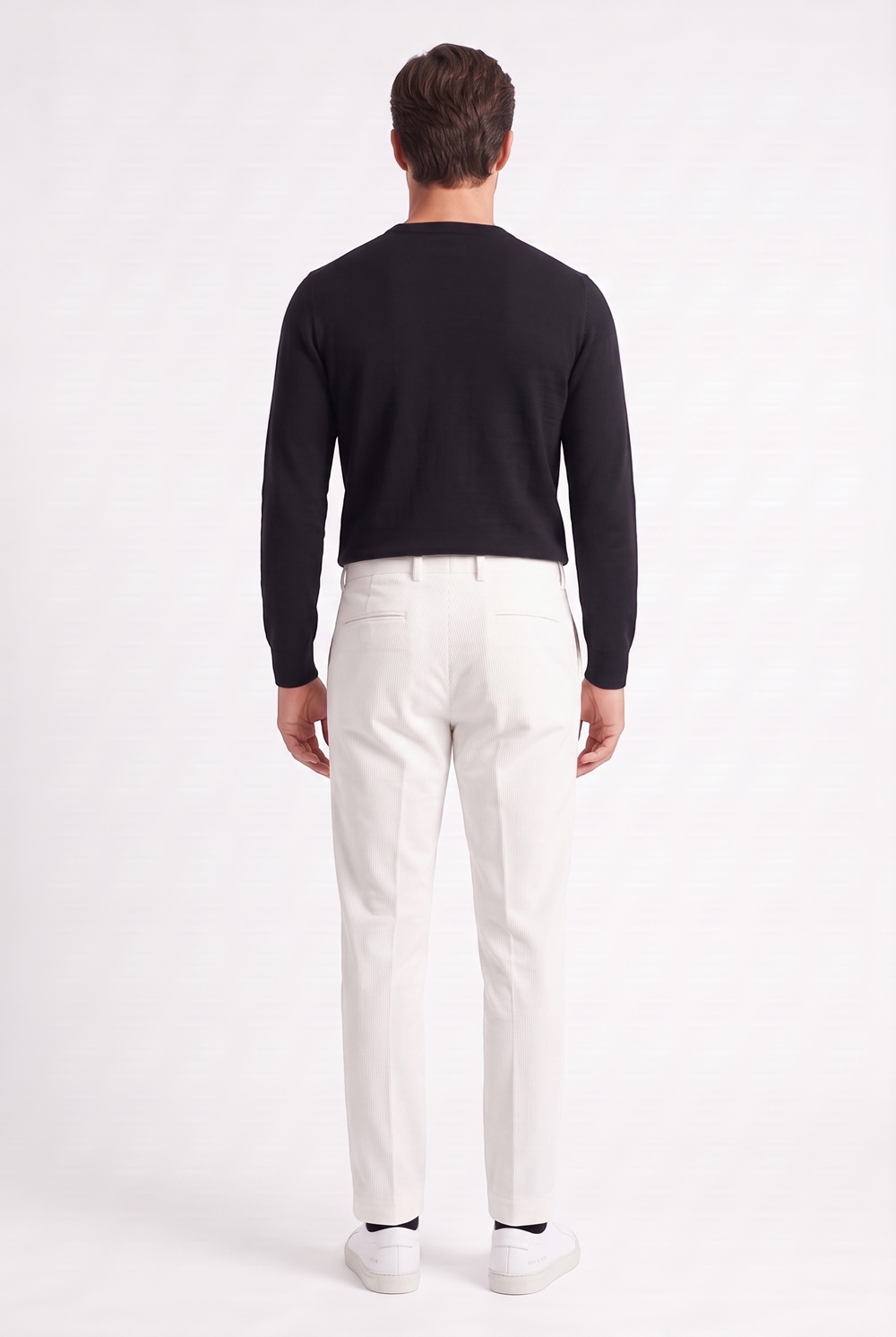 Pantalone in velluto diagonale Slim fit color panna - immagine 2